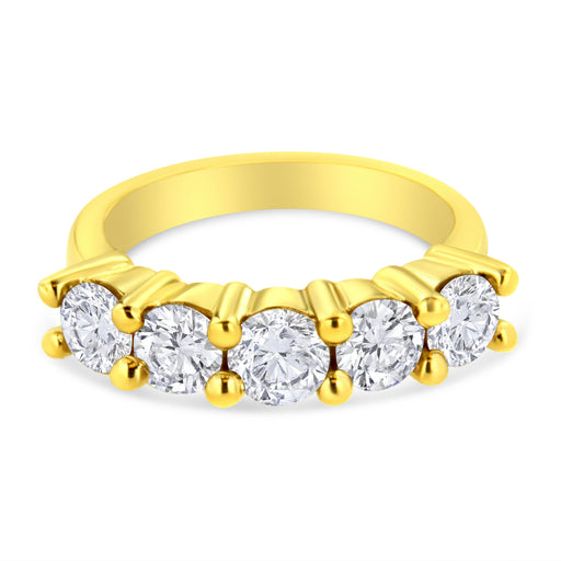 Bids.com 14K Yellow Gold Plated .925 Sterling Silver 2.0 Cttw Shared Prong Set Diamond 5 Stone Wedding Band Ring (J-K Color, I1-I2 Clarity) - Size 7 Rings White Smoke 7 / Yellow.Sterling Silver,8 / Yellow.Sterling Silver,6 / Yellow.Sterling Silver,9 / Yellow.Sterling Silver