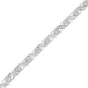 Bids.com .925 Sterling Silver 1.0 Cttw Round-Brilliant and Baguette Cut Diamond Miracle-Set X-Link 7" Tennis Bracelet (I-J Color, I2-I3 Clarity) Bracelets White Smoke White.Sterling Silver / 7