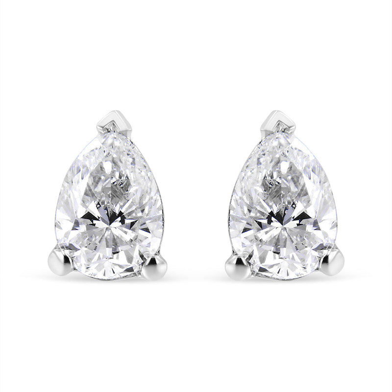 Bids.com 14K White Gold 1/2 Cttw Pear Shape Solitaire Lab Grown Diamond Stud Earrings (F-G Color, VS2-SI1 Clarity) Earrings White Smoke White.Gold / 0.75,White.Gold / 0.25,White.Gold / 0.5,White.Gold / 1