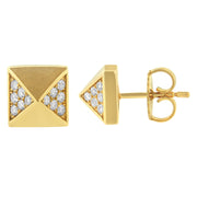 Bids.com 14K Yellow Gold 1/4 Cttw Diamond Pyramid Stud Earring (G-H Color, SI1-SI2 Clarity) Earrings White Smoke Yellow.Gold / 0.279