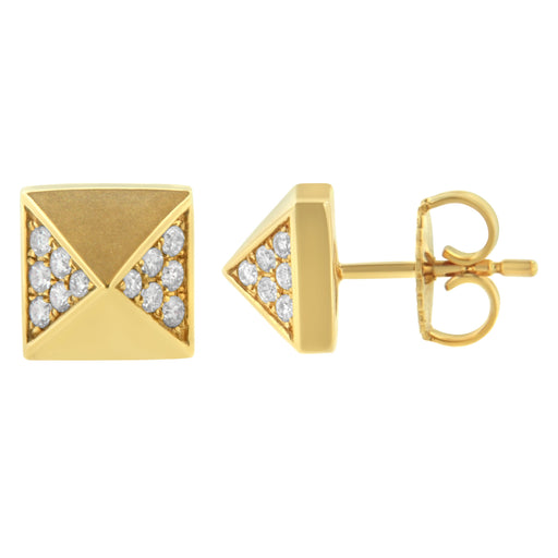 Bids.com 14K Yellow Gold 1/4 Cttw Diamond Pyramid Stud Earring (G-H Color, SI1-SI2 Clarity) Earrings White Smoke Yellow.Gold / 0.279