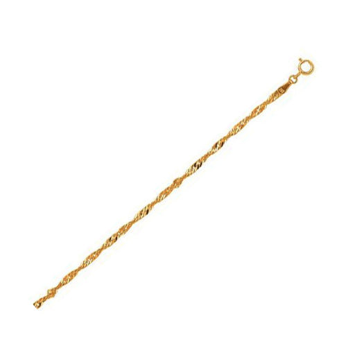 Bids.com 10k Yellow Gold Singapore Anklet 2.2mm Accessories White Smoke 10 / Yellow Gold