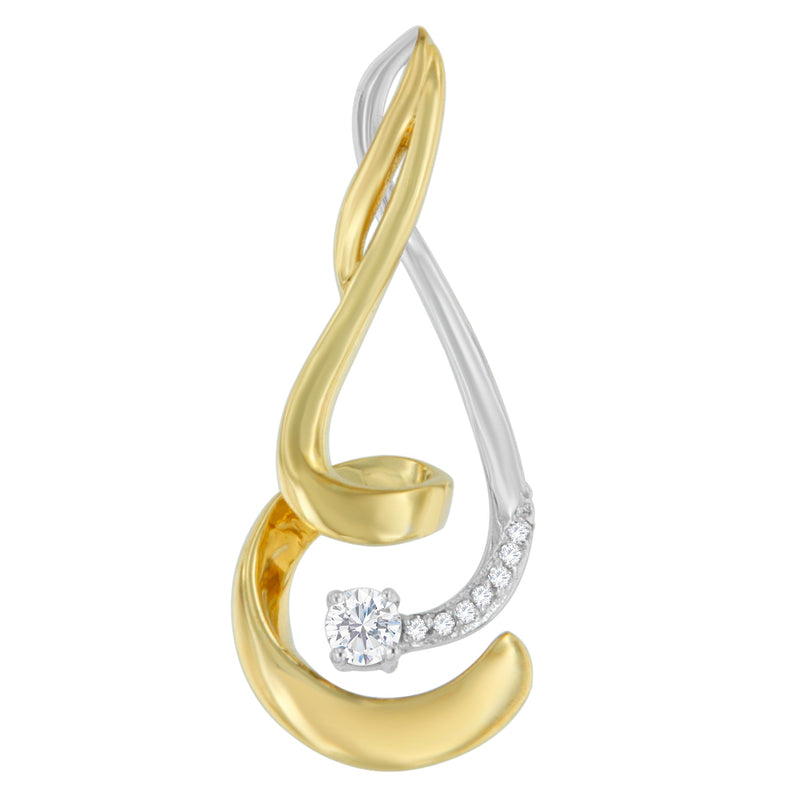 Bids.com Espira 10K Two-Tone Gold 1/10 cttw Round Cut Diamond Swirl Pendant Necklace (I-J, I2-I3) Necklaces White Smoke YellowWhite.Gold / 18