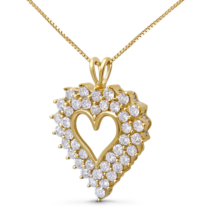 Bids.com 14K Yellow Gold Plated .925 Sterling Silver 4.0 Cttw Diamond Shadow Frame Heart 18" Pendant Necklace (J-K Color, I1-I2 Clarity) Necklaces White Smoke Yellow.Sterling Silver / 18