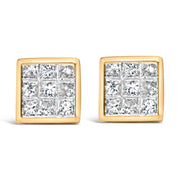 Bids.com 14K Yellow Gold 1.0 Cttw Princess Cut Diamond Composite Stud Earrings with Screw Backs (J-K Color, SI1-SI2 Clarity) Earrings White Smoke Yellow.Gold / 1