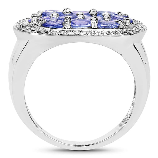 Bids.com 1.70 Carat Genuine Tanzanite .925 Sterling Silver Ring Rings White Smoke size 6.00,size 6.50,size 8.00,size 7.00,size 9.00,size 5.00