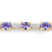 Bids.com 1.56 Carat Genuine Tanzanite and White Diamond .925 Sterling Silver Bracelet Bracelets Gray size 10.00