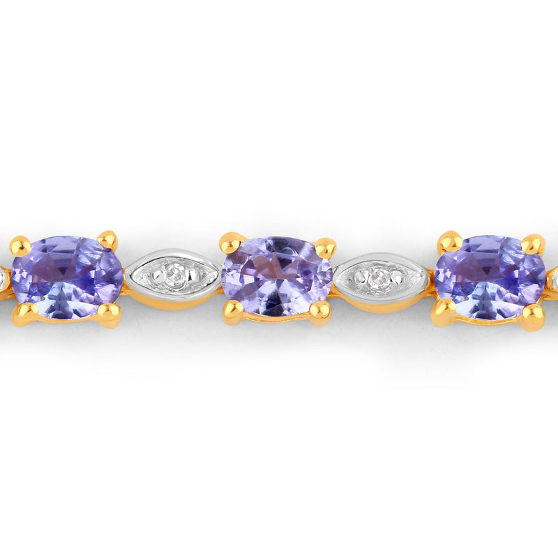 Bids.com 1.56 Carat Genuine Tanzanite and White Diamond .925 Sterling Silver Bracelet Bracelets Gray size 10.00