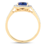 Bids.com 1.31 Carat Genuine Blue Sapphire and White Diamond 18K Yellow Gold Ring Rings White Smoke size 6.00,size 7.00,size 8.00,size 9.00