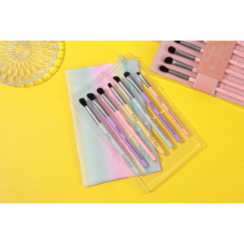 Prolux Cosmetics 7pc Deluxe Brush Set brush Sandy Brown Rainbow,Light Purple,Peach