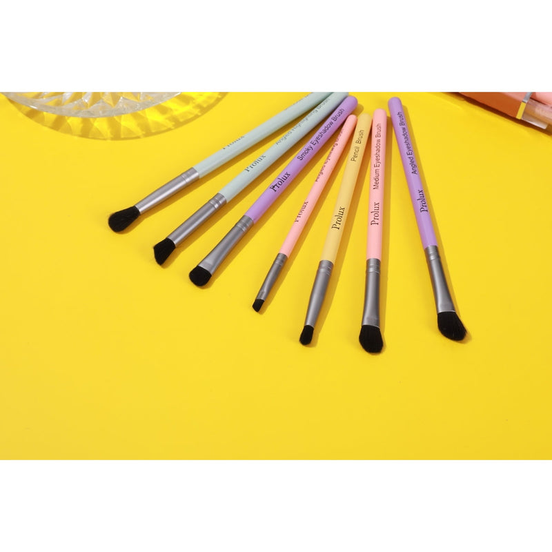 Prolux Cosmetics 7pc Deluxe Brush Set brush Gold Rainbow,Light Purple,Peach
