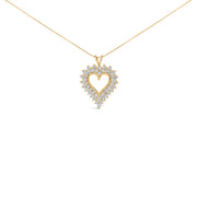 Bids.com 14K Yellow Gold Plated .925 Sterling Silver Brilliant-Cut Diamond Open Heart 18" Pendant Necklace (K-L Color, I1-I2 Clarity) Necklaces White Smoke Yellow.Sterling Silver / 18