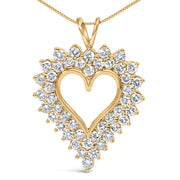 Bids.com 14K Yellow Gold Plated .925 Sterling Silver Brilliant-Cut Diamond Open Heart 18" Pendant Necklace (K-L Color, I1-I2 Clarity) Necklaces White Smoke Yellow.Sterling Silver / 18