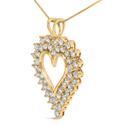 Bids.com 14K Yellow Gold Plated .925 Sterling Silver Brilliant-Cut Diamond Open Heart 18" Pendant Necklace (K-L Color, I1-I2 Clarity) Necklaces White Smoke Yellow.Sterling Silver / 18