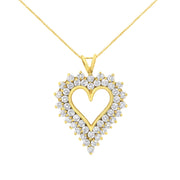 Bids.com 14K Yellow Gold .925 Sterling Silver 4 cttw Round-cut Diamond Cluster Heart Pendant Necklace (K-L Color, I1-I2 Clarity) Necklaces White Smoke Yellow.Sterling Silver / 18