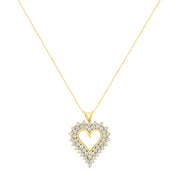 Bids.com 14K Yellow Gold .925 Sterling Silver 4 cttw Round-cut Diamond Cluster Heart Pendant Necklace (K-L Color, I1-I2 Clarity) Necklaces White Smoke Yellow.Sterling Silver / 18