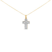 Bids.com 14K Yellow Gold 2.0 Cttw Multi-Row Diamond Cross Pendant Necklace Necklaces White Smoke Yellow.Gold / 18