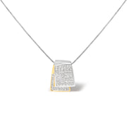 Bids.com 14K White and Yellow Gold 2.0 Cttw Princess Cut Diamond Two Tone Foldover Box Pendant 18â€ Box Chain Necklace (H-I Color, SI1-SI2 Clarity) Necklaces White Smoke YellowWhite.Gold / 18