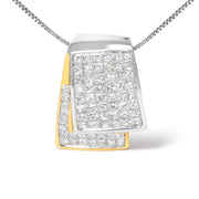 Bids.com 14K White and Yellow Gold 2.0 Cttw Princess Cut Diamond Two Tone Foldover Box Pendant 18â€ Box Chain Necklace (H-I Color, SI1-SI2 Clarity) Necklaces White Smoke YellowWhite.Gold / 18