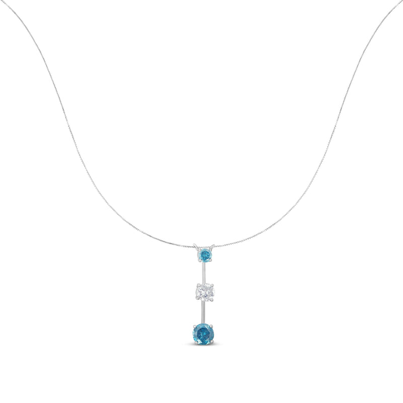 Bids.com 14K White Gold 1 1/2 cttw White and Treated Blue Diamond Pendant Necklace (H-I, I1-I2) Necklaces White Smoke White.Gold / 18