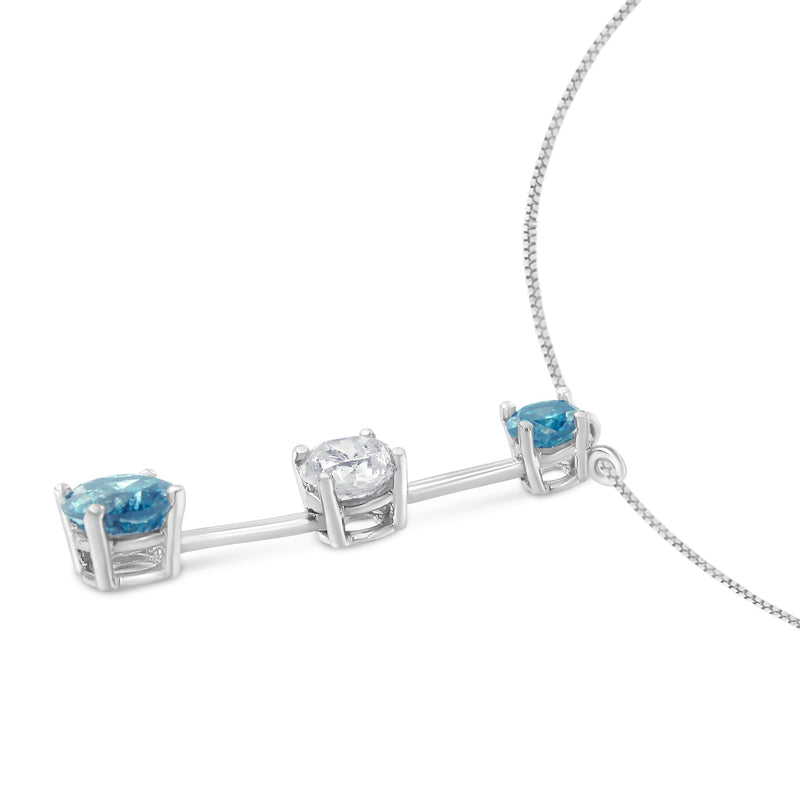 Bids.com 14K White Gold 1 1/2 cttw White and Treated Blue Diamond Pendant Necklace (H-I, I1-I2) Necklaces White Smoke White.Gold / 18