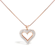 Bids.com .925 Sterling Silver 1.00 Cttw Diamond Heart 18" Pendant Necklace (I-J Color, I2-I3 Clarity) Necklaces White Smoke Rose.Sterling Silver / 18 / 1
