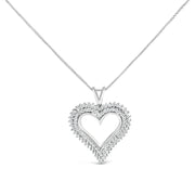 Bids.com .925 Sterling Silver 1.00 Cttw Lab-Grown Diamond Open Heart Pendant Necklace (F-G Color, VS1-VS2 Clarity) - 18" Inches Necklaces White Smoke White.Sterling Silver / 18