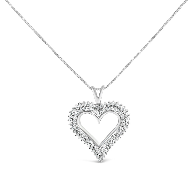 Bids.com .925 Sterling Silver 1.00 Cttw Lab-Grown Diamond Open Heart Pendant Necklace (F-G Color, VS1-VS2 Clarity) - 18" Inches Necklaces White Smoke White.Sterling Silver / 18