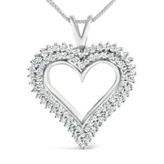 Bids.com .925 Sterling Silver 1.00 Cttw Lab-Grown Diamond Open Heart Pendant Necklace (F-G Color, VS1-VS2 Clarity) - 18" Inches Necklaces White Smoke White.Sterling Silver / 18