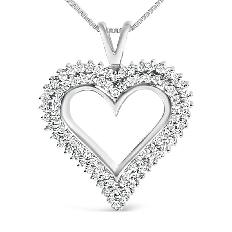 Bids.com .925 Sterling Silver 1.00 Cttw Lab-Grown Diamond Open Heart Pendant Necklace (F-G Color, VS1-VS2 Clarity) - 18" Inches Necklaces White Smoke White.Sterling Silver / 18