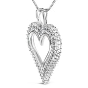 Bids.com .925 Sterling Silver 1.00 Cttw Lab-Grown Diamond Open Heart Pendant Necklace (F-G Color, VS1-VS2 Clarity) - 18" Inches Necklaces White Smoke White.Sterling Silver / 18