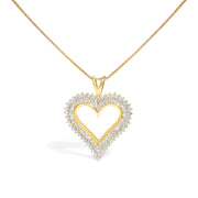 Bids.com .925 Sterling Silver 1.00 Cttw Diamond Heart 18" Pendant Necklace (I-J Color, I2-I3 Clarity) Necklaces White Smoke Yellow.Sterling Silver / 18 / 1