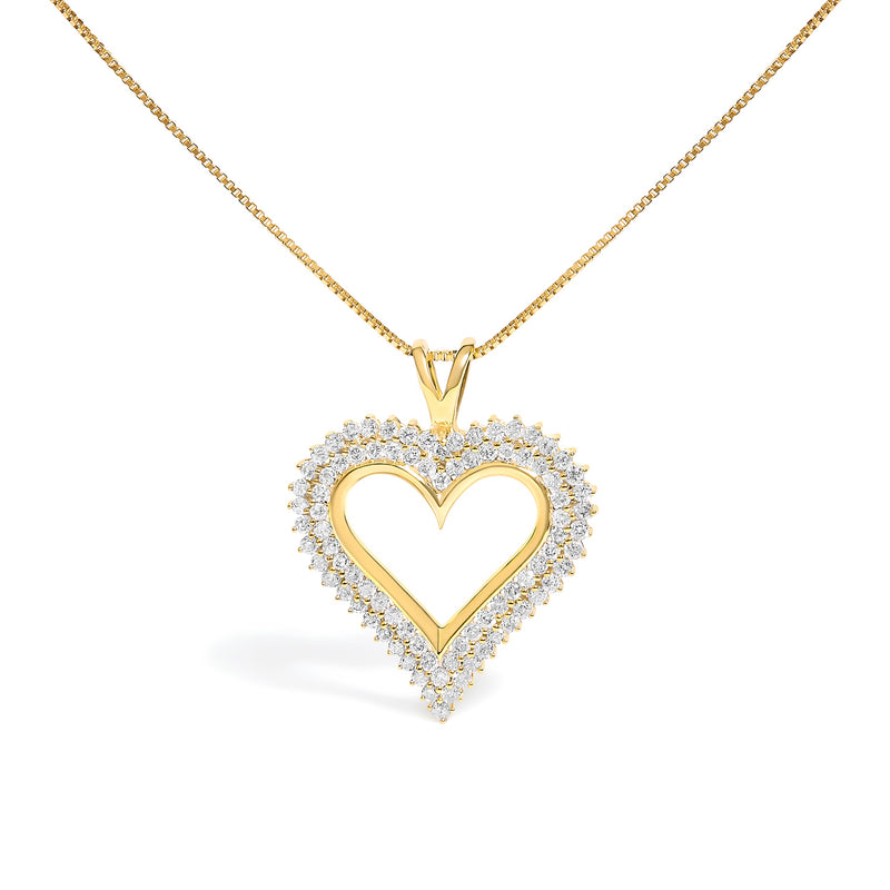 Bids.com .925 Sterling Silver 1.00 Cttw Diamond Heart 18" Pendant Necklace (I-J Color, I2-I3 Clarity) Necklaces White Smoke Yellow.Sterling Silver / 18 / 1