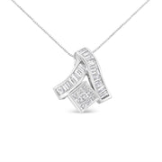 Bids.com 14K White Gold 1 7/8 cttw Princess and Baguette Cut Mixed Geometry Diamond Pendant Necklace (G-H, SI1-SI2) Necklaces White Smoke White.Gold / 18