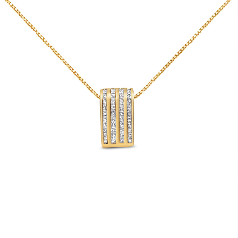 Bids.com 14K Yellow Gold 2 1/3 cttw Princess Cut Diamond Block Pendant Necklace (H-I, SI1-SI2) Necklaces White Smoke Yellow.Gold / 18