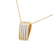 Bids.com 14K Yellow Gold 2 1/3 cttw Princess Cut Diamond Block Pendant Necklace (H-I, SI1-SI2) Necklaces White Smoke Yellow.Gold / 18