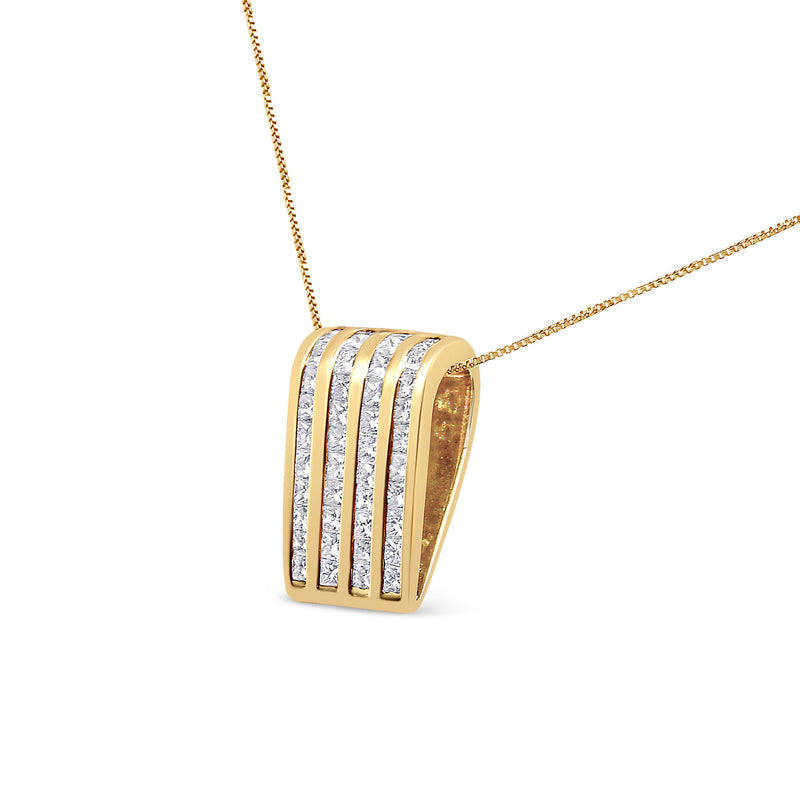 Bids.com 14K Yellow Gold 2 1/3 cttw Princess Cut Diamond Block Pendant Necklace (H-I, SI1-SI2) Necklaces White Smoke Yellow.Gold / 18