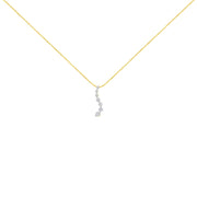 Bids.com AGS Certified 14K Yellow Gold 2.0 Cttw Baguette and Brilliant Round-Cut Diamond Journey 18" Pendant Necklace (F-G Color, I1-I2 Clarity) Necklaces White Smoke Yellow.Gold / 18