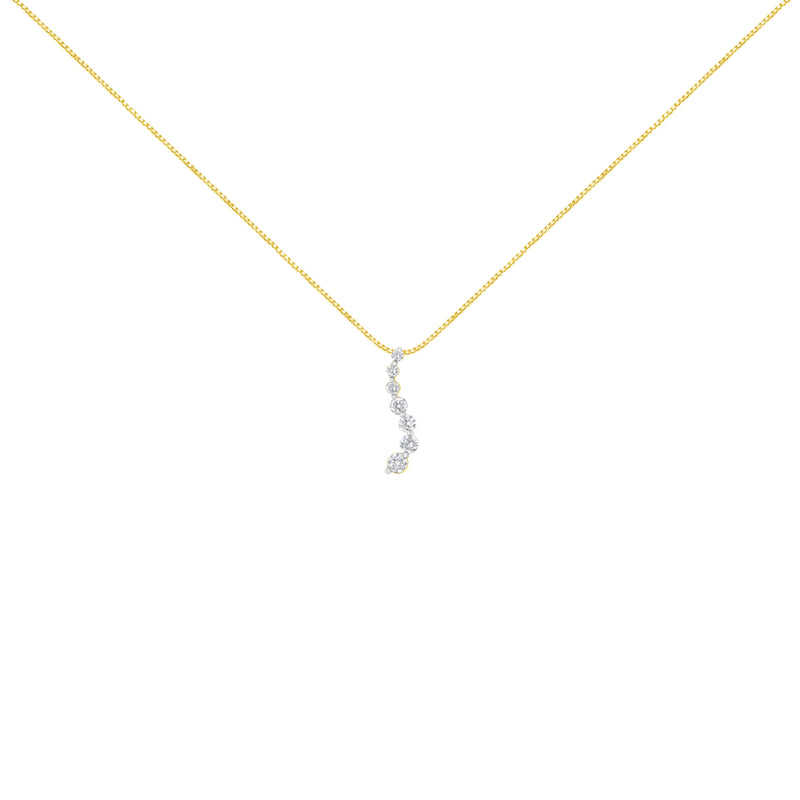 Bids.com AGS Certified 14K Yellow Gold 2.0 Cttw Baguette and Brilliant Round-Cut Diamond Journey 18" Pendant Necklace (F-G Color, I1-I2 Clarity) Necklaces White Smoke Yellow.Gold / 18