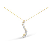 Bids.com AGS Certified 14K Yellow Gold 3.0 Cttw Baguette and Brilliant Round-Cut Diamond Journey 18" Pendant Necklace (G-H Color, SI2-I1 Clarity) Necklaces White Smoke Yellow.Gold / 18