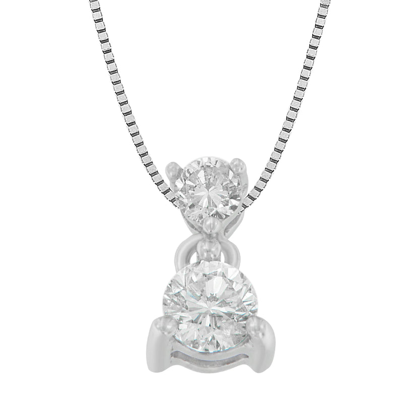 Bids.com 14K White Gold 1/2 cttw Round Cut Diamond Pendant Necklace (I-J, I1-I2) Necklaces White Smoke White.Gold / 18