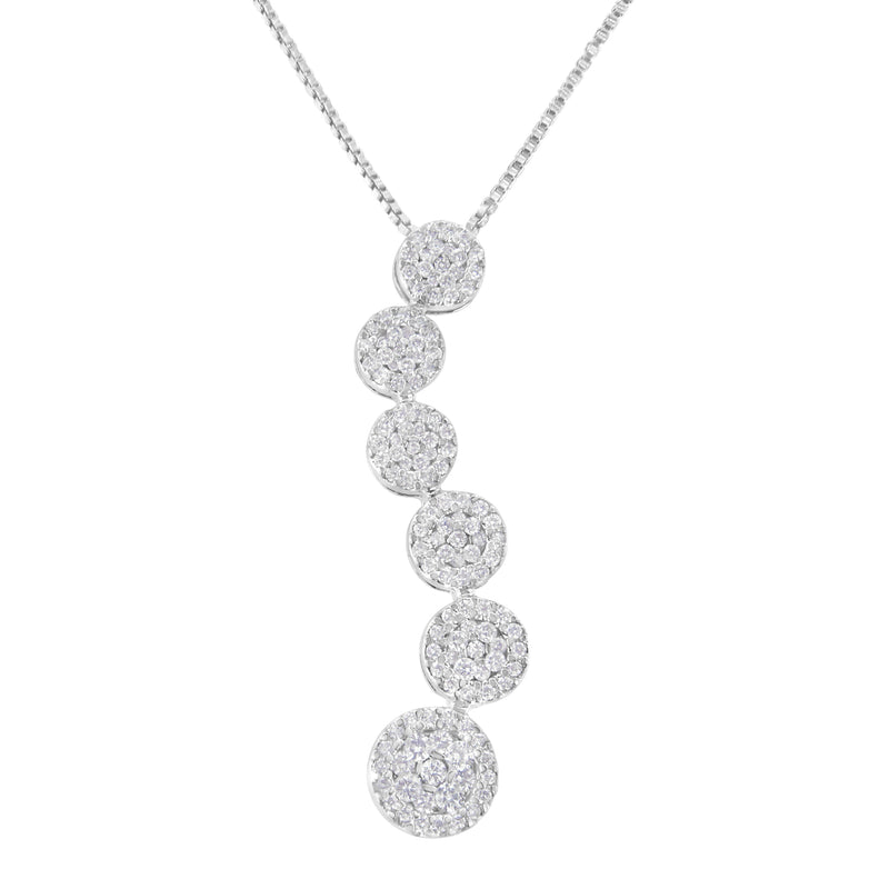 Bids.com 14K White Gold 1 cttw Diamond Cluster Journey Pendant Necklace (H-I, I1-I2) Necklaces White Smoke White.Gold / 18