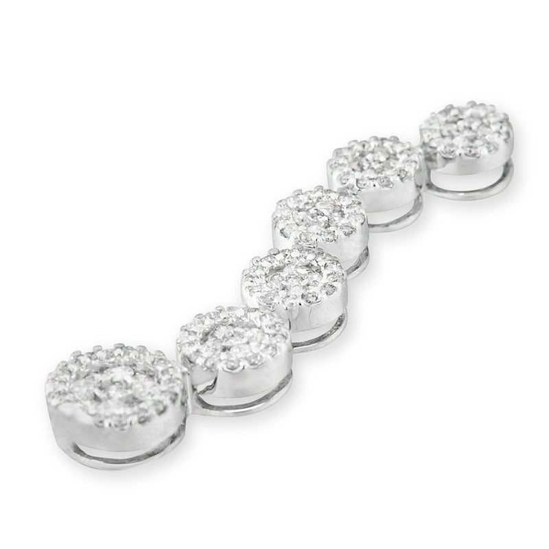 Bids.com 14K White Gold 1 cttw Diamond Cluster Journey Pendant Necklace (H-I, I1-I2) Necklaces White Smoke White.Gold / 18