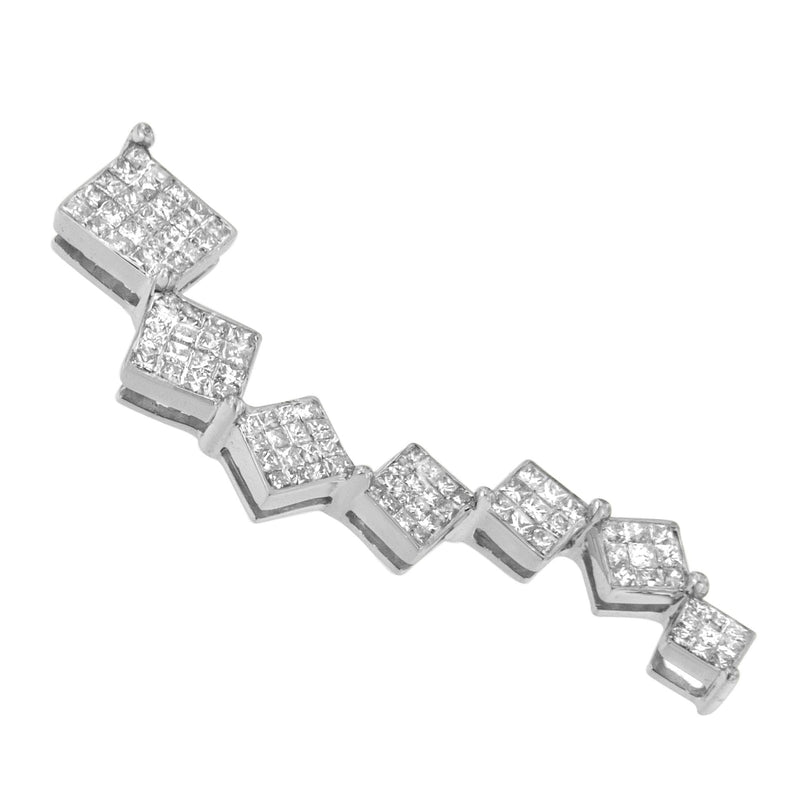 Bids.com 10K White Gold 1 cttw Diamond Snake Curved Pendant Necklace (H-I, I1-I2) Necklaces White Smoke White.Gold / 18
