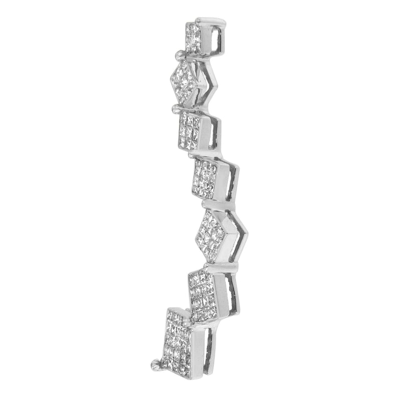 Bids.com 10K White Gold 1 cttw Diamond Snake Curved Pendant Necklace (H-I, I1-I2) Necklaces White Smoke White.Gold / 18