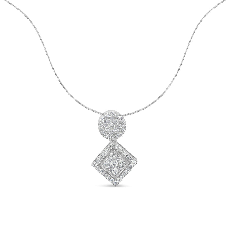 Bids.com 14K White Gold 1 cttw Diamond Pendant Necklace (H-I, I1-I2) Necklaces White Smoke White.Gold / 18