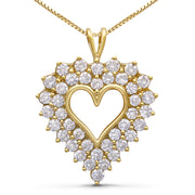 Bids.com 14K Yellow Gold Plated .925 Sterling Silver 4.0 Cttw Diamond Shadow Frame Heart 18" Pendant Necklace (J-K Color, I1-I2 Clarity) Necklaces White Smoke Yellow.Sterling Silver / 18