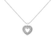 Bids.com .925 Sterling Silver 1.0 Ctw Diamond Shadow Open Heart Halo 18" Pendant Necklace (I-J Color, I1-I2 Clarity) Necklaces White Smoke White.Sterling Silver / 18