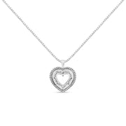 Bids.com .925 Sterling Silver 1.0 Ctw Diamond Shadow Open Heart Halo 18" Pendant Necklace (I-J Color, I1-I2 Clarity) Necklaces White Smoke White.Sterling Silver / 18