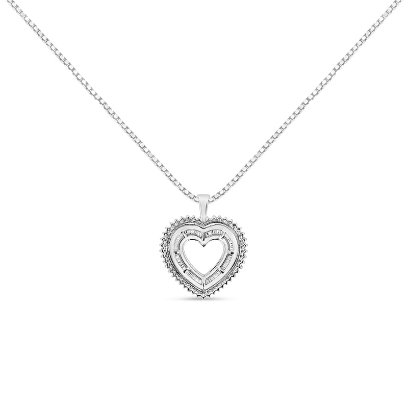 Bids.com .925 Sterling Silver 1.0 Ctw Diamond Shadow Open Heart Halo 18" Pendant Necklace (I-J Color, I1-I2 Clarity) Necklaces White Smoke White.Sterling Silver / 18